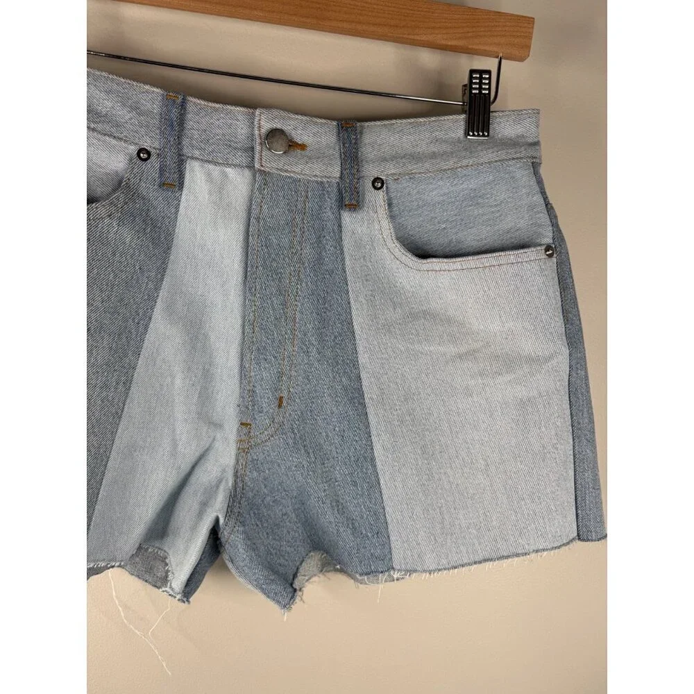 New EB DENIM Upcycled Patchwork Denim Shorts Size 31 - Picture 5 of 6